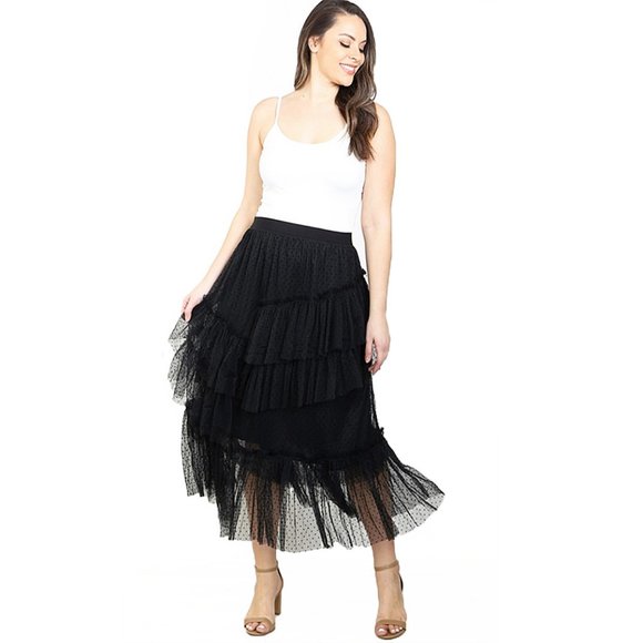 Victorian Gothic PLUS Polka Dot Tulle Mesh Layers Ruffle Tiered - Main Image